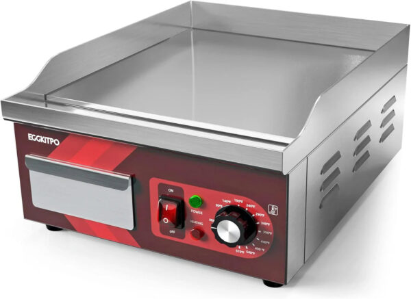 14 Inch Electric Griddle, Non-Stick Flat Top Grill Commercial Electric Countertop Griddles Stainless Steel Adjustable Temperature Control 90 F-575...