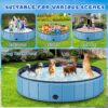 Foldable Dog Swimming Pool, 120"x20" Oversize Collapsable Hard Plastic Potable Bathing Tub for Pet Dog Kiddie Pool Indoor and Outdoor Leakproof...