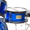 Mendini By Cecilio Drum Set For Kids/Junior 16 Inch, 5 Piece, Blue Metallic Starter Drums Kit w/Adjustable Throne, Cymbal, Pedal & Drumsticks MJDS...