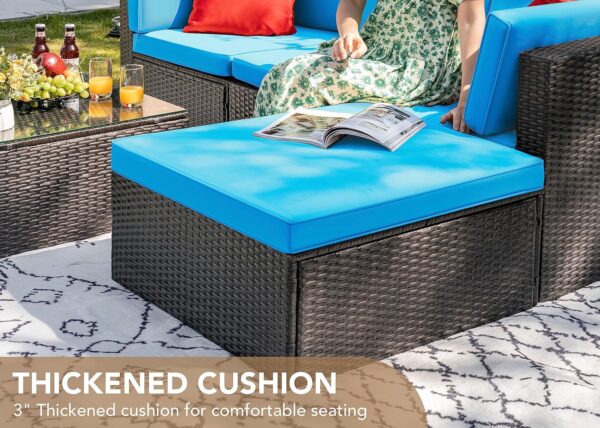 Devoko 5 Pieces Patio Furniture Sets All Weather Outdoor Sectional Patio Sofa Manual Weaving Wicker Rattan Patio Seating Sofas with Cushion and...