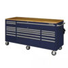 Husky 72 in. 18-Drawer Mobile Workbench with Solid Wood Top in Gloss Blue
