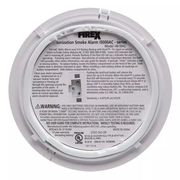 Pack Hardwired Smoke Alarm with Ionization Sensor, 120V AC, 9V Battery Backup