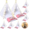 Windyun 8-Pack Kids Teepee Tent Set, Sleepover Party, White