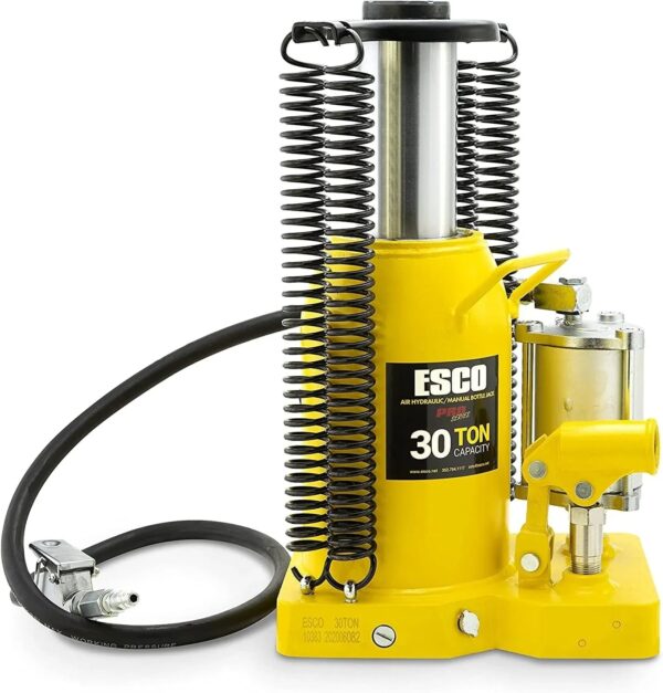 ESCO 30 Ton Pro Series Air Hydraulic Bottle Jack Heavy Duty Lifting for Automotive and Industrial Use