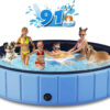 Foldable Dog Swimming Pool, 120"x20" Oversize Collapsable Hard Plastic Potable Bathing Tub for Pet Dog Kiddie Pool Indoor and Outdoor Leakproof...