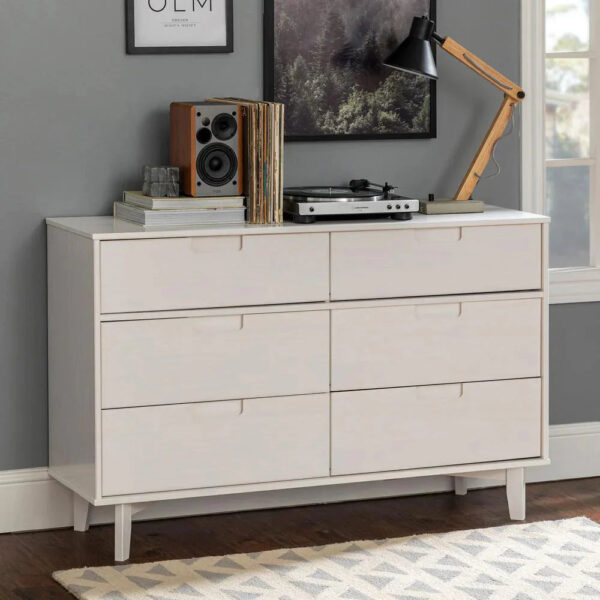 6-Drawer Caramel Mid Century Modern Wood Dresser