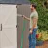 Rubbermaid Resin Outdoor Storage Shed With Floor (7 x 7 Ft) Weather Resistant Gray Organization for Home/Backyard/Garden Tools/Lawn Mower/Bike...
