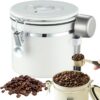1.8 litre sealed coffee container, portable vacuum coffee storage container, stainless steel spoon with one-way exhaust valve, date tracker and...
