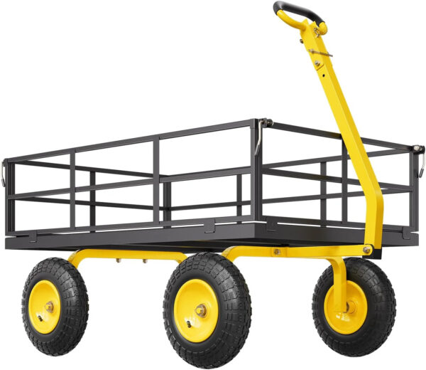 1200-pound steel garden cart, heavy-duty capable of pulling garden truck, two-in-one outdoor metal multi-functional cargo vehicle for garden,...