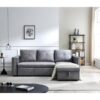 Reversible 90.5in. Gray Velvet Sleeper Sectional Sofa L-Shape 3 Seat Sectional Couch with Storage