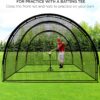 Baseball Batting Cage Net Batting Cages for Backyard Portable Baseball and Softball Batting Cages with Pitching Machine Hole and Detachable Door...