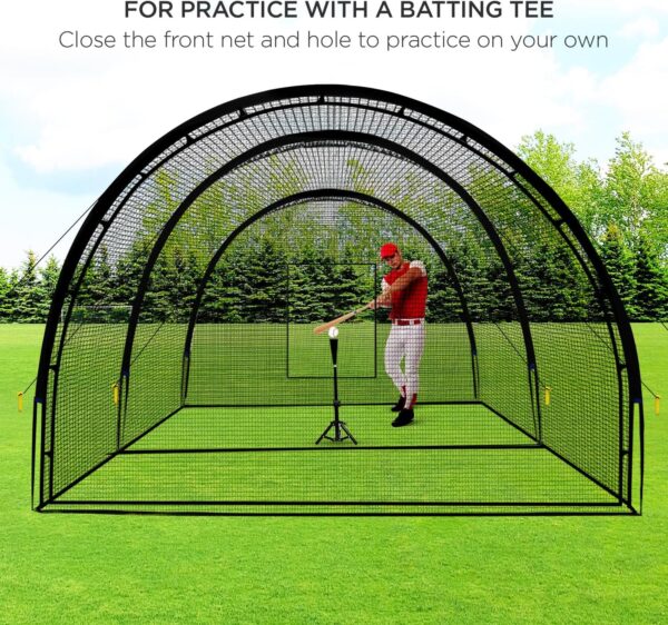 Baseball Batting Cage Net Batting Cages for Backyard Portable Baseball and Softball Batting Cages with Pitching Machine Hole and Detachable Door...