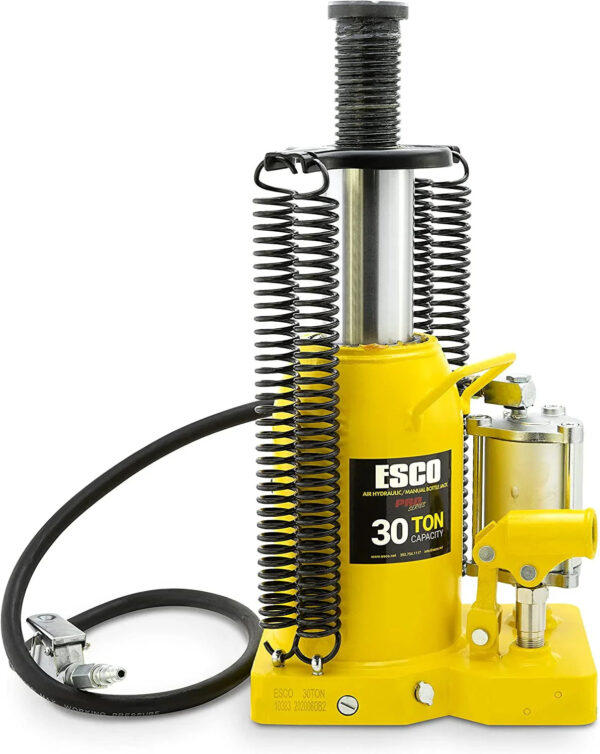 ESCO 30 Ton Pro Series Air Hydraulic Bottle Jack Heavy Duty Lifting for Automotive and Industrial Use