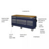 Husky 72 in. 18-Drawer Mobile Workbench with Solid Wood Top in Gloss Blue