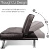 Yaheetech Convertible Sofa Bed Adjustable Couch Sleeper Modern Faux Leather Home Recliner Reversible Loveseat Folding Daybed Guest Bed, Removable...