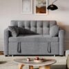 DWVO 3-in-1 Convertible Sofa Bed, 55" Sleeper Sofa with Pull-Out Bed, Cat-Scratch-Proof Fabric Futon Couch with Adjustable Backrest and Side...
