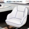 Pontoon Boat Seat, Captains Bucket Boat Seat, Back Folding Boat, Boat Cabin Seating White & Blue