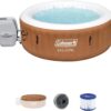 Coleman SaluSpa Miami AirJet 2 to 4 Person Round Inflatable Hot Tub Portable Outdoor Spa with 120 Soothing AirJets and Insulated Cover, Black