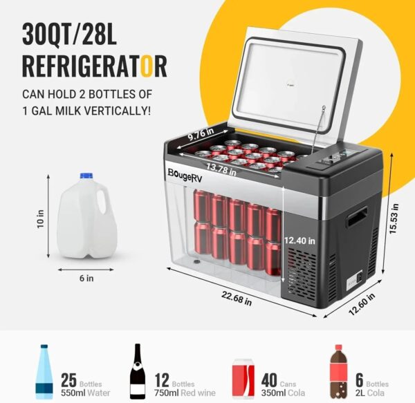 12 Volt Refrigerator 12V Car Fridge 23 Quart Portable Freezer Compressor Cooler 12/24V DC 110~240 Volt AC for Truck Van RV Camper SUV Travel...