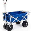 All Terrain Beach Wagon with Side Table|Heavy Duty Collapsible Folding Cart with Large Wheels for Beach Day, Picnic, Camping, Outdoor Activities |...