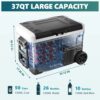 EUHOMY 12 Volt Refrigerator, 37QT(35L) Electric Cooler, Portable Freezer 12V/24V DC 110-240V AC, 12V Fridge -4 ~68 , 12V Cooler with Wheels & 2...