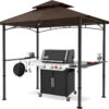 Bar pavilion-style outdoor barbecue shelter 8 feet by 5 feet, double-layer outdoor barbecue shelter canopy with LED lights (gray)