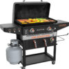 Blackstone 1962 Air Fryer Combo & Two Burners Stainless Steel Gas Hood, Wheels, Two Side Shelf Heavy Duty Outdoor Griddle Station for Backyard,...