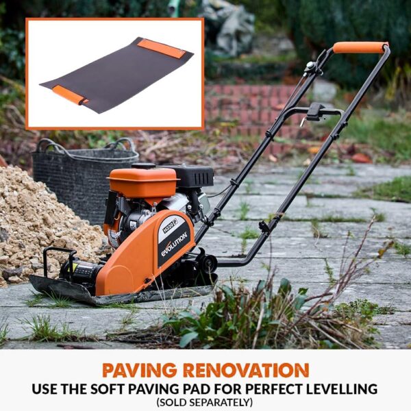 Electric Compactor Plate - Ideal For Levelling Pavement, Artificial Turf Ground Preparation, Patio, Blockwork, Sand, Soil & More