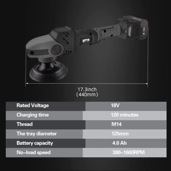 18V Cordless Car Polisher, 15mm Orbit 2000-4800 OPM Portable Buffer Polisher with 7 Variable Speed 2Pcs 4.0Ah Battery, 6 Sponge Pads,2 Wool Pad,...