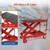 660LBS Hydraulic Lift Table Cart 31" Lift Height, Double Scissor Design with 4 Wheels & Non-Slip Pad for Material Handling