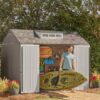 Rubbermaid Resin Outdoor Storage Shed With Floor (7 x 7 Ft) Weather Resistant Gray Organization for Home/Backyard/Garden Tools/Lawn Mower/Bike...