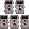 5-Pack Game & Deer Trail Cameras 16MP 1920x1080P Video Hunting Wildlife Cams Time Lapse with Night Vision