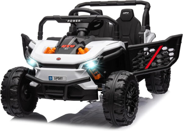 12-volt UTV scooter electric children's play vehicle, single-seat, equipped with a parent remote control, hinged doors, LED lights and Bluetooth...