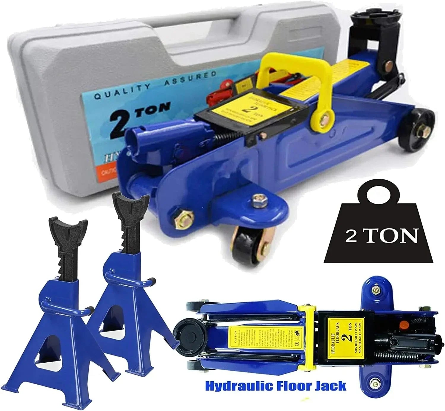 126213eacf2d150cd1f62c25af89eb5d0a2a82aa9bbc12a2c1367a670c539432 2T Floor Jack Car Trolley Jack Hydraulic Jack Quick Lift Jack with 2pcs Axle Stands 3 Ton
