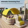 Ergocar Inflatable Swimming Pool with Water Slide, Inflatable Slide Water Pool with Awning, Inflatable Mega Bouncy Castle Water Park, Swim Centre...
