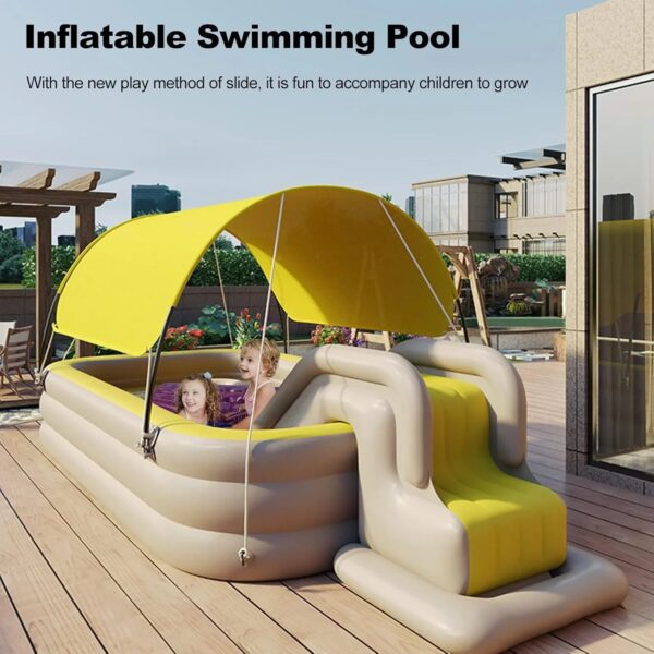Ergocar Inflatable Swimming Pool with Water Slide, Inflatable Slide Water Pool with Awning, Inflatable Mega Bouncy Castle Water Park, Swim Centre...