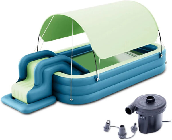 Ergocar Inflatable Swimming Pool with Water Slide, Inflatable Slide Water Pool with Awning, Inflatable Mega Bouncy Castle Water Park, Swim Centre...