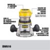 DEWALT Router, Fixed Base, 1-3/4-HP (DW616) , Yellow