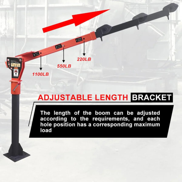 1100lb Folding Dismountable Household Hoist Truck Crane with Electric Hoist (110V) 880lb Pulling Force, Jib Cranes for Factory, Warehouse,...