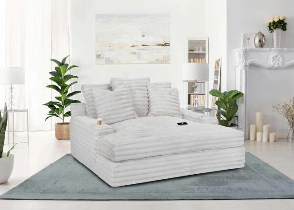 Nestle Chaise Lounge With Dual Cupholders And Charging Ports
