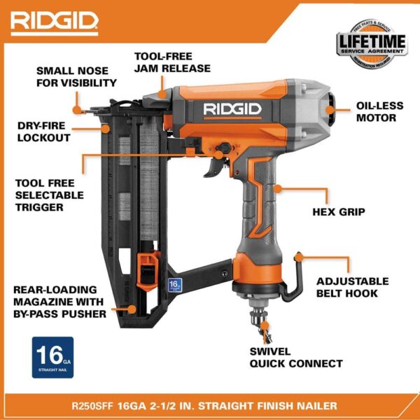 6 Gal. Portable Electric Pancake Air Compressor w/ 18GA Brad Nailer, 16GA Straight Finish Nailer, & 18GA Finish Stapler R69603FK