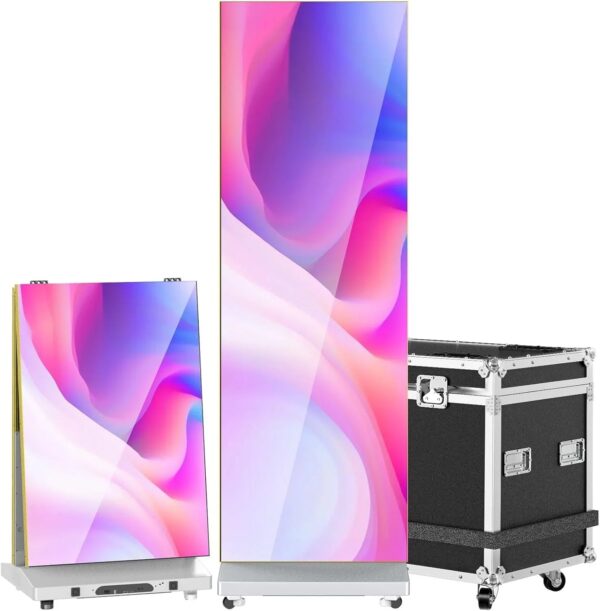 80" P1.86 Flexible Spliceable LED Poster Display USB Plug-and-Play, Mobile & PC Remote Control, Digital Signage Advertising Screen (Silver, 1-Pack)