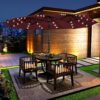 15 ft Large Patio Umbrella with Solar Lights Double-Sided Outdoor Rectangle Market Umbrellas with 36 LED Lights/Base Included/Easy Crank for Patio...
