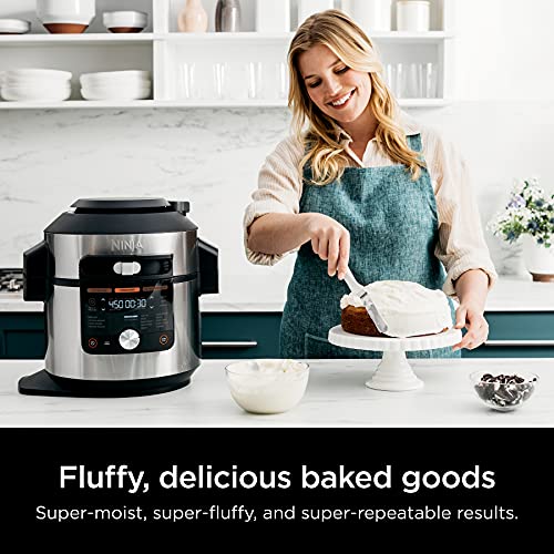 Ninja OL701 Foodi 14 in 1 SMART XL 8 Qt. Pressure Cooker Steam Fryer with SmartLid & Thermometer Auto Steam Release, that Air Fries, Proofs &...