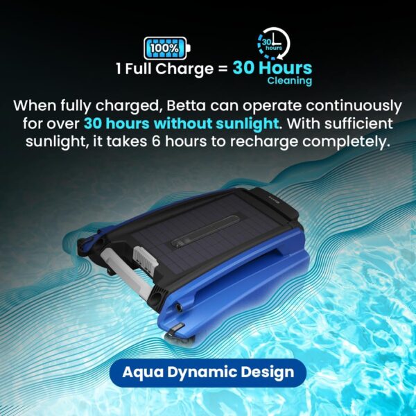 Betta SE Solar Powered Automatic Robotic Pool Surface Skimmer Cleaner with 30-Hour Continuous Cleaning Battery Power and Re-Engineered Twin Salt...