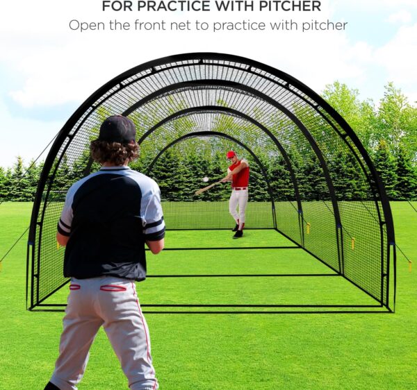 Baseball Batting Cage Net Batting Cages for Backyard Portable Baseball and Softball Batting Cages with Pitching Machine Hole and Detachable Door...