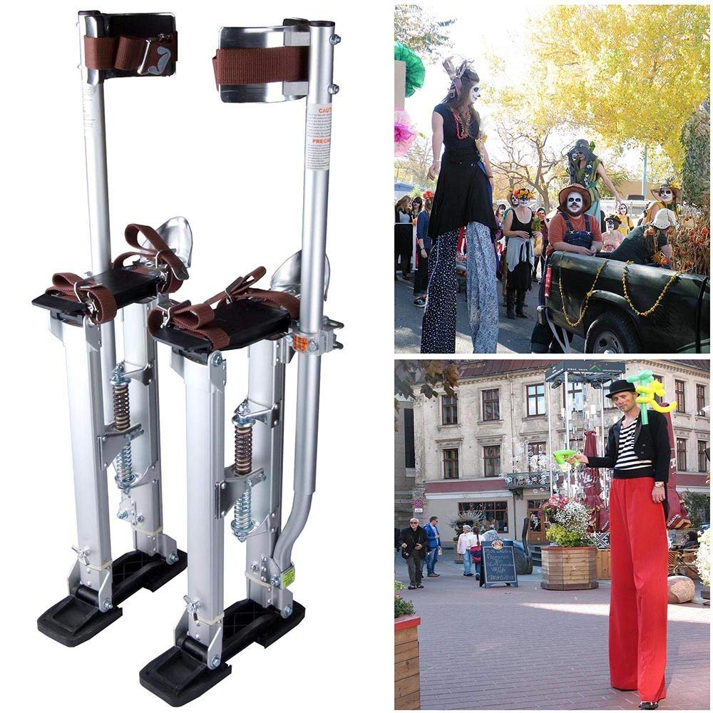 1b23420a05023f3826f91517200817c87fc18948d5c5b0fafd46d1122360be79 24-40 Adjustable Aluminum Drywall Stilts 227Lbs Load Capacity 3-Position Heel Bracket Dual Action Springs for Painting Taping or Cleaning Silver...
