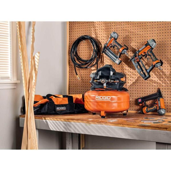 6 Gal. Portable Electric Pancake Air Compressor w/ 18GA Brad Nailer, 16GA Straight Finish Nailer, & 18GA Finish Stapler R69603FK