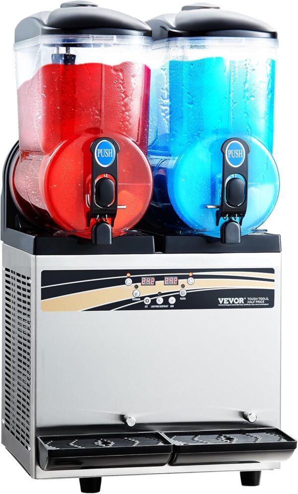 VEVOR Slushy Machine, 15Lx2 Double Tank Commercial Margarita Machine, 120 Cups Stainless Steel Margarita Smoothie Frozen Drink Machine, Slushie...