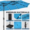 15 ft Large Patio Umbrella with Solar Lights Double-Sided Outdoor Rectangle Market Umbrellas with 36 LED Lights/Base Included/Easy Crank for Patio...